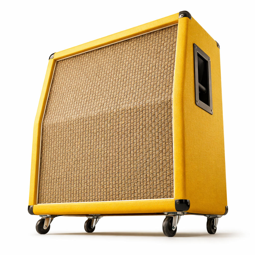 yellow 4x12 guitar speaker cabinet